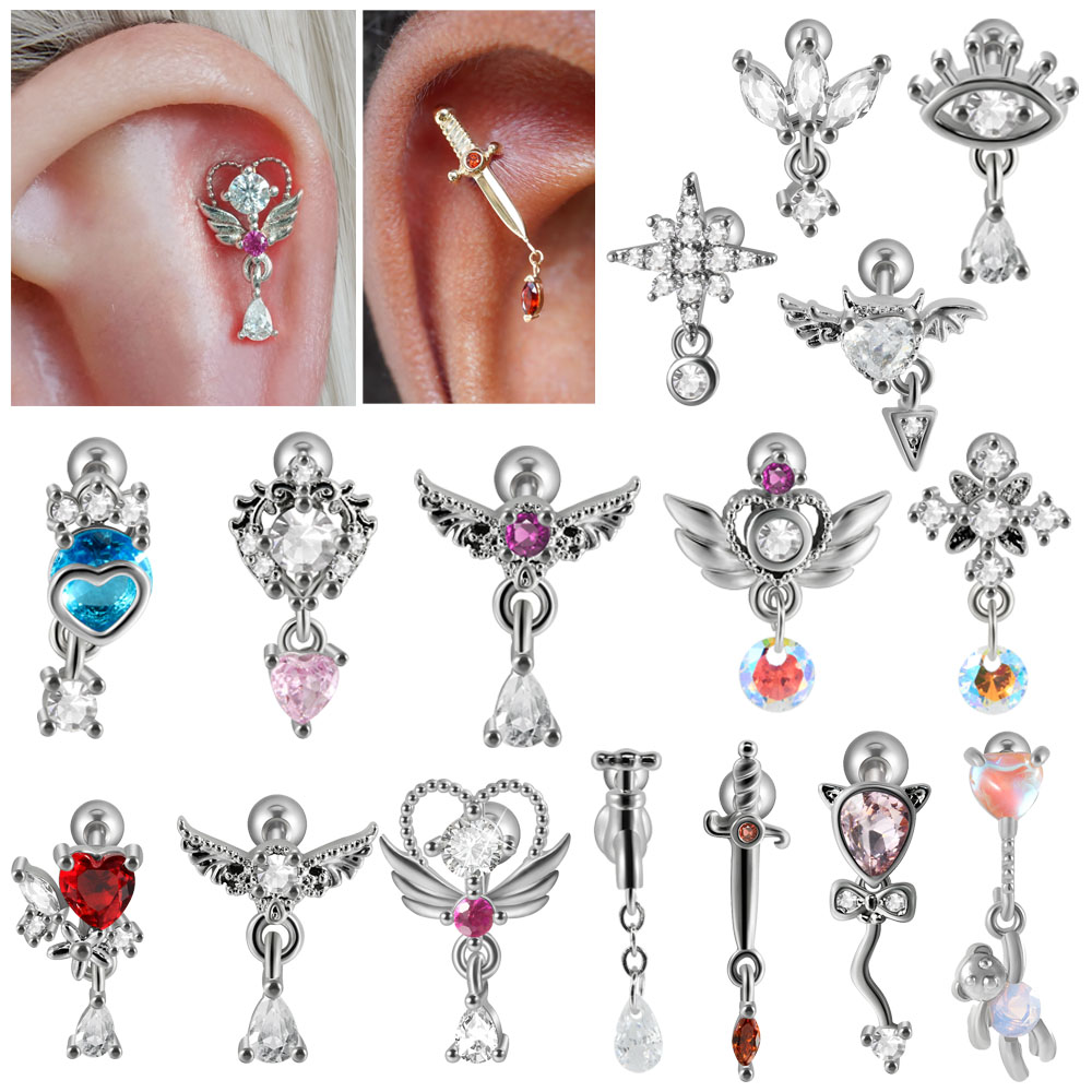 Body Jewelry Surgical Steel - Aço inoxidável Ângulo Dangle Brincos, Ear