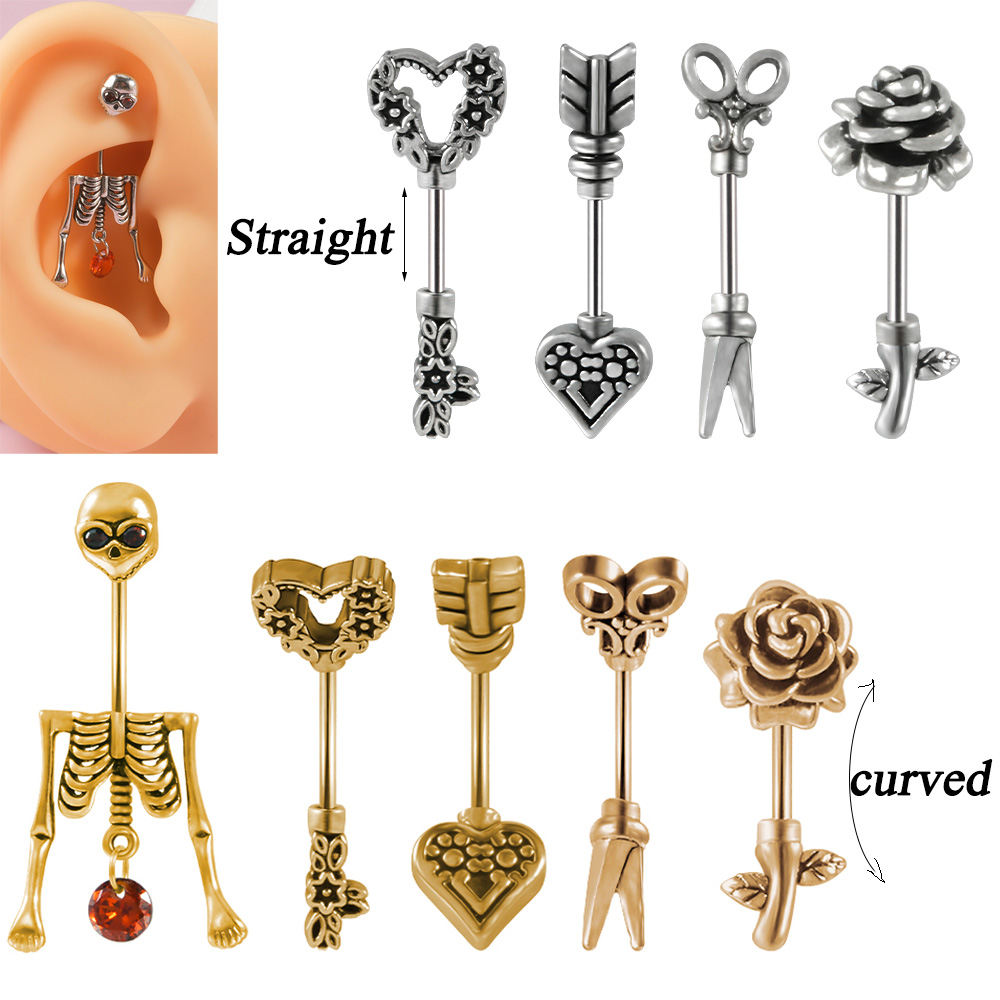 Body Jewelry Surgical Steel - 1pc aço cirúrgico do vintage esqueleto
