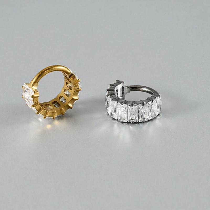 Body Jewelry For Sensitive Skin - Brinco cartilagem zircônia quadrada, liga titânio,