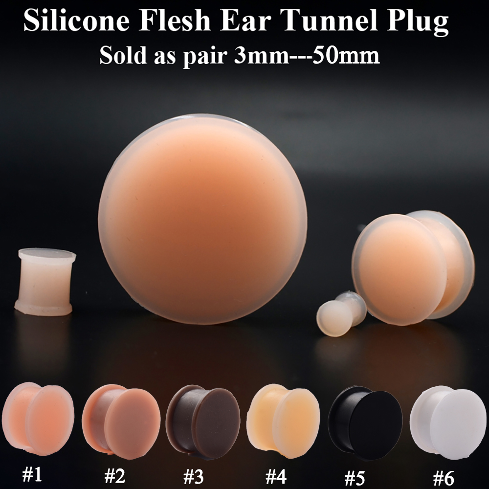 Body Jewelry Ear Gauges - 1 par de silicone flexível grosso