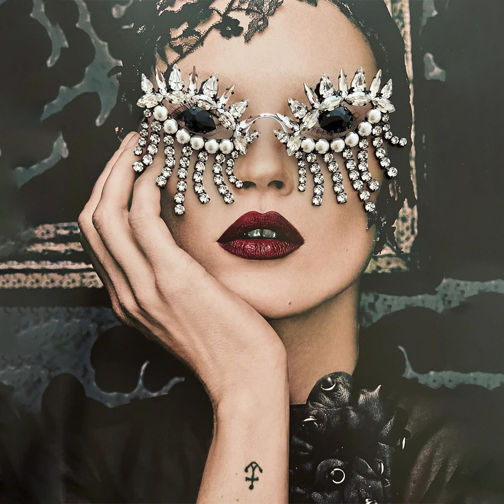 Body Jewelry Online - Stonefans-Tassel Óculos Quadro para Mulheres, Designer