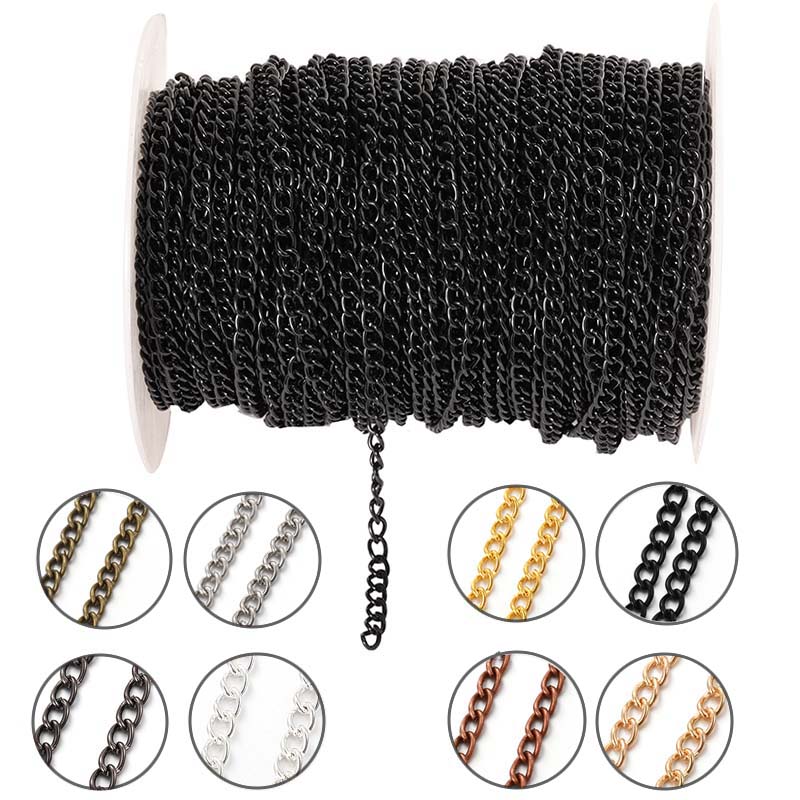 Body Jewels - Corrente Fina de Metal Oval Plana