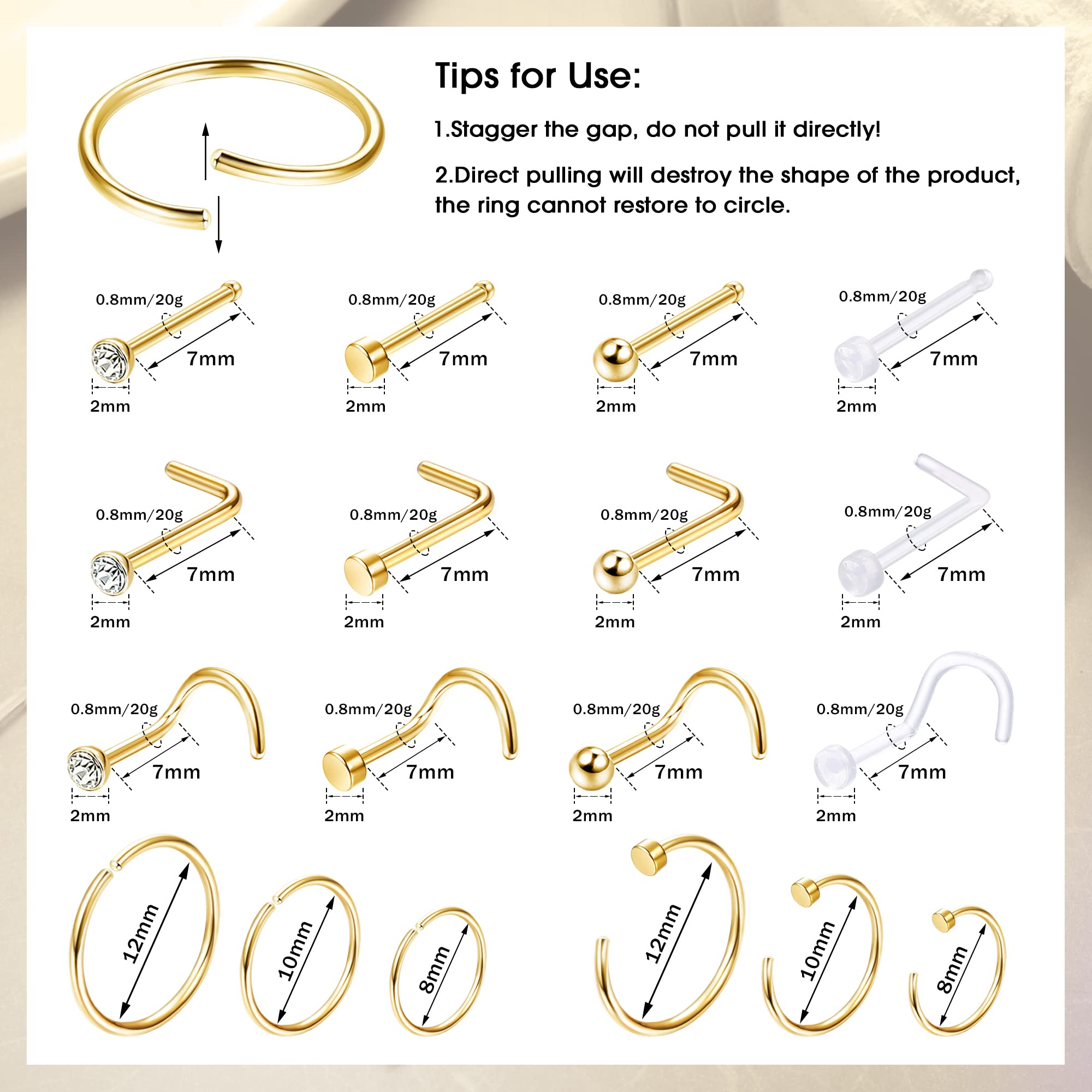 Anel de nariz hipoalergênico p - Body Jewelry For Sensitive Skin avaliação e preço
