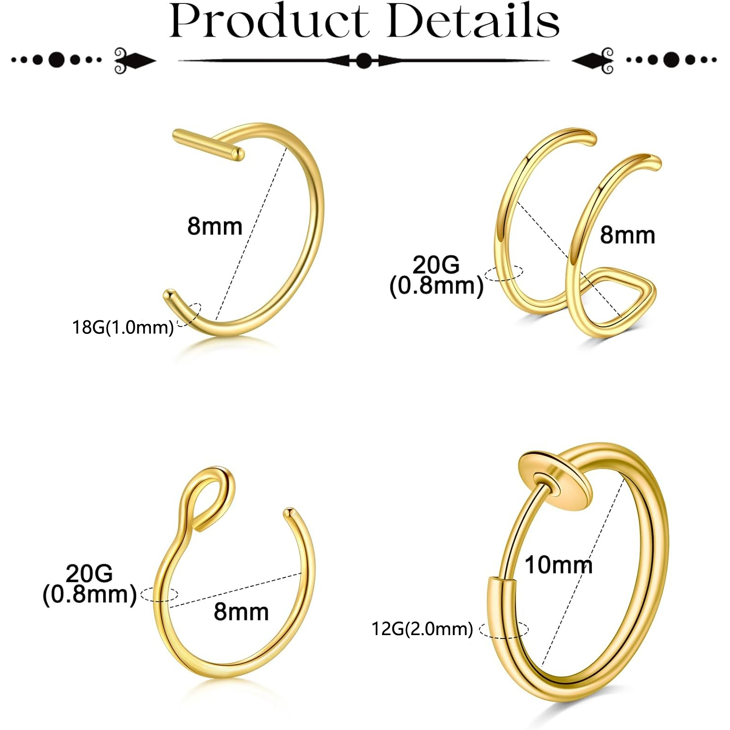 339pcs conjunto dourado falso  - Body Jewelry Stickers avaliação e preço