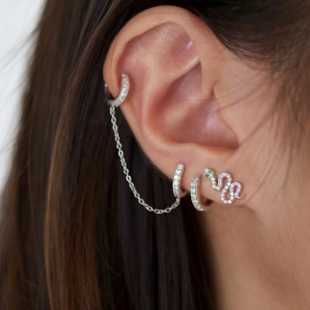 Zircão Aço Cirúrgico Ear Stud, - Body Jewelry Surgical Steel avaliação e preço