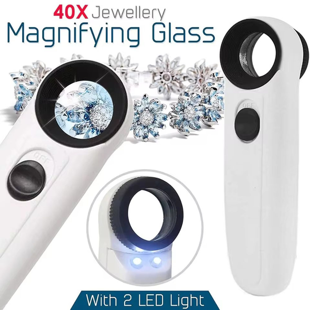 Lupa de aumento 40X com 2 luze - Body Jewelry Websites avaliação e preço