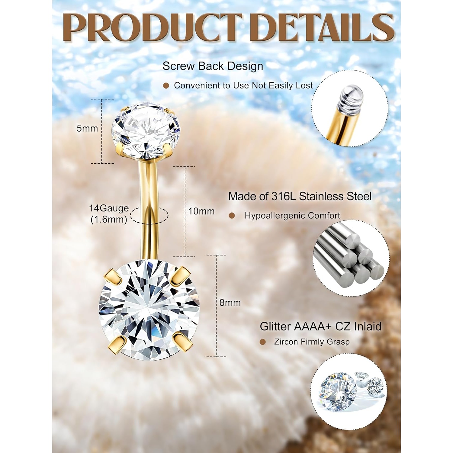 FASACCO 1 peça 14G Anéis de Um - Body Jewelry For Sensitive Skin avaliação e preço