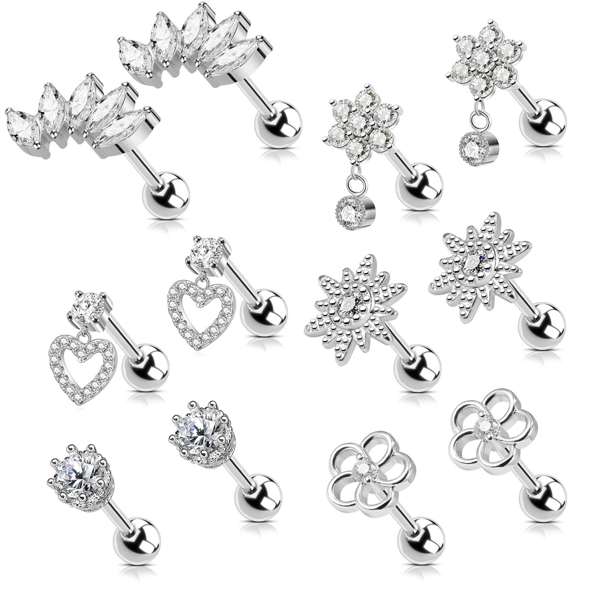 Brincos de cartilagem de aço c - Body Jewelry Surgical Steel avaliação e preço