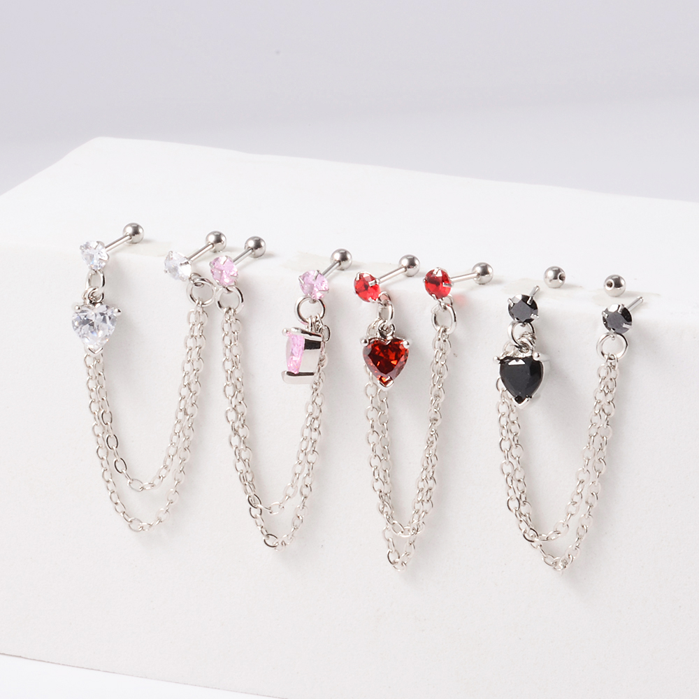 1pc aço cirúrgico cz gem orelh - Body Jewelry Surgical Steel avaliação e preço