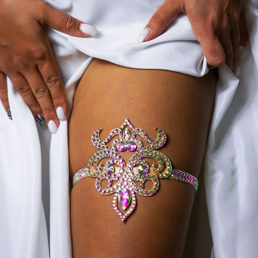 Elegante Boho Oco Coxa Cadeia  - Body Jewelry Rhinestone avaliação e preço