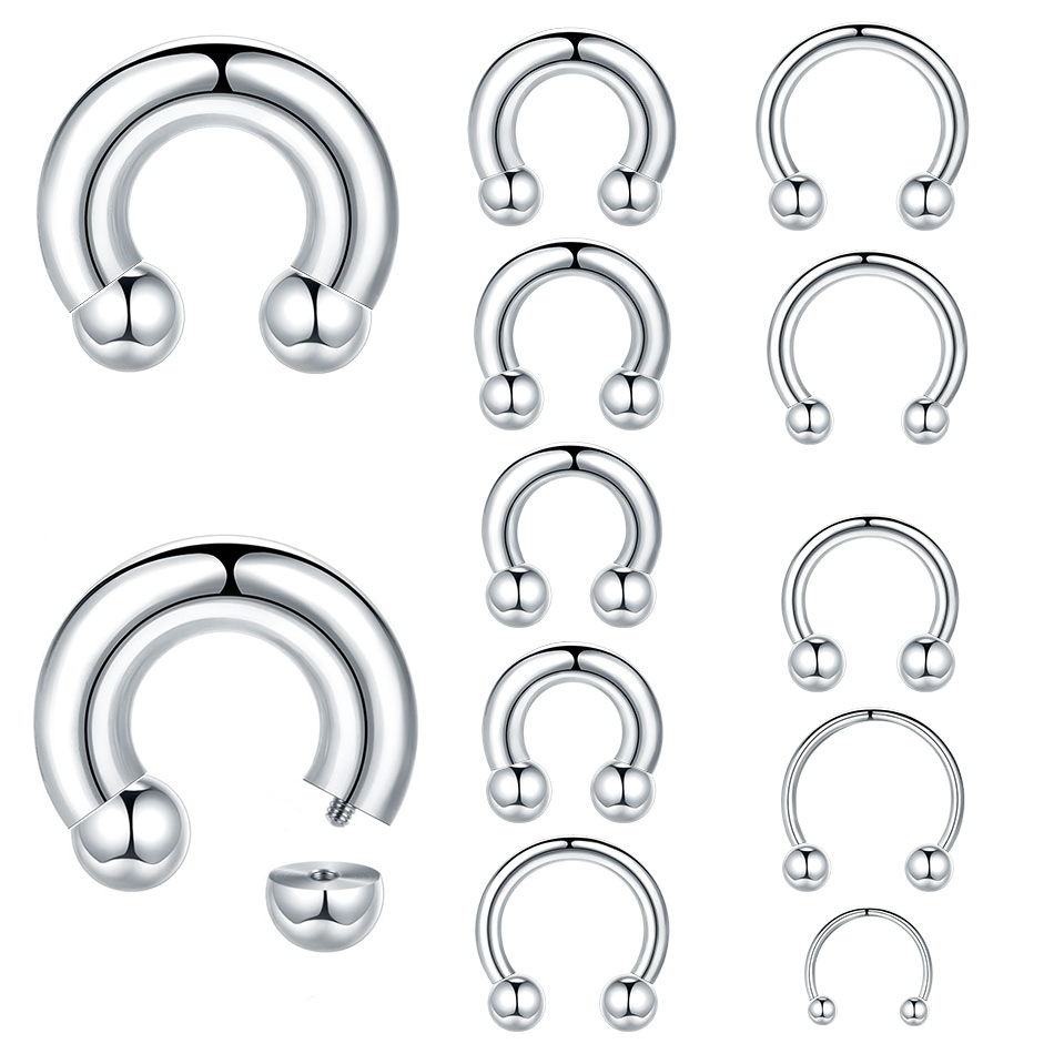 Anel de ferradura de aço inoxi - Body Jewelry Ear Gauges avaliação e preço