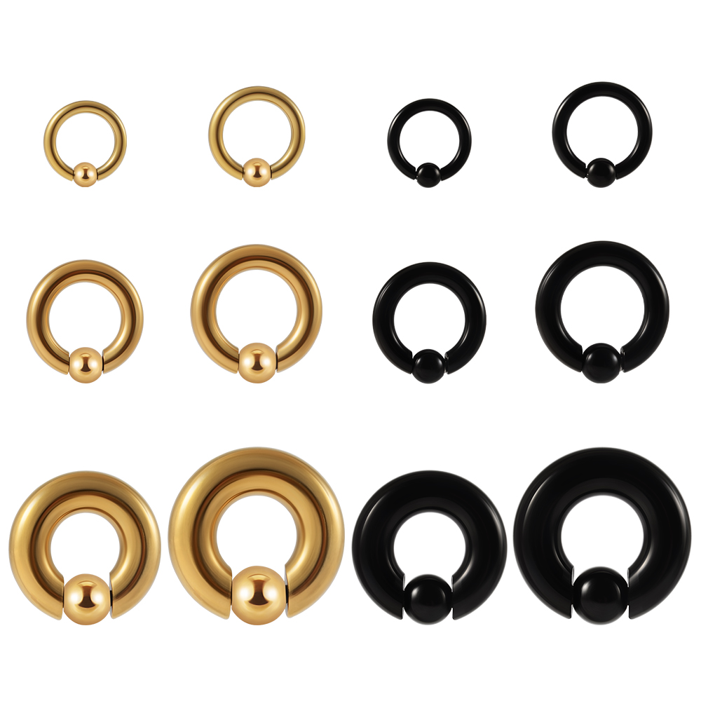 Anel de contas cautivas de aço - Body Jewelry Ear Gauges avaliação e preço